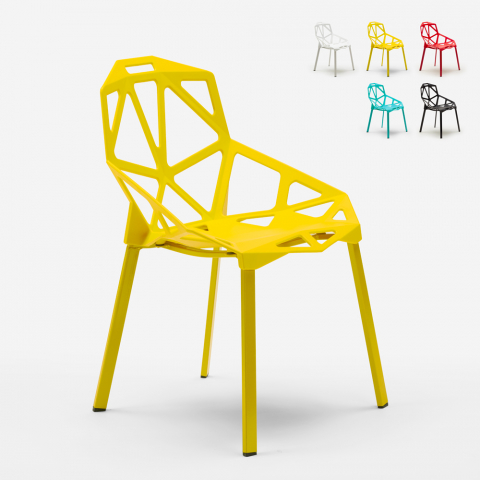 Hexagonal AHD stabelbar spisebords stol i plast geometrisk design