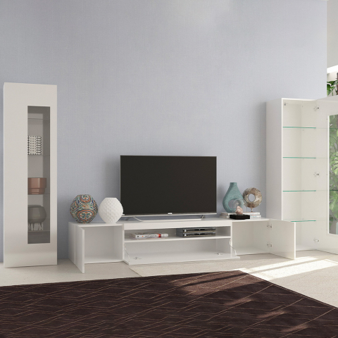 Daiquiri blank hvid møbel sæt med 1 tv bord skænk og 2 vitrineskabe