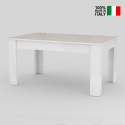 Jesi Light 90x140-190 cm lille træ blankt hvidt spisebord med udtræk På Tilbud