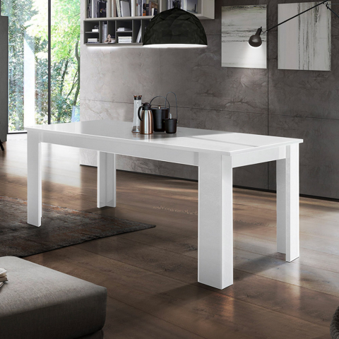 Jesi Line 90x120-170 cm lille træ blank hvidt spisebord med udtræk