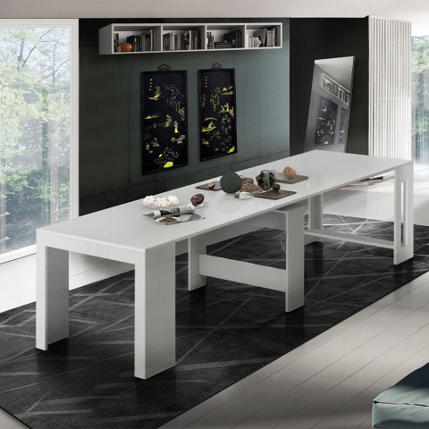 Pratika Larch 51x90-300 cm lille træ hvidt farvet spisebord med udtræk