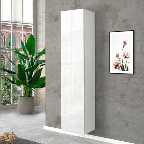 Joy Wardrobe træ garderobeskab blank hvid entremøbel med 5 rum Kampagne