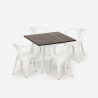 Hustle White cafebord sæt: 4 industrielt farvet stole og 80x80 cm bord Egenskaber