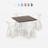 Hustle White cafebord sæt: 4 industrielt farvet stole og 80x80 cm bord Tilbud