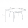 Hustle White cafebord sæt: 4 industrielt farvet stole og 80x80 cm bord 