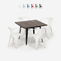 Hustle Black cafebord sæt: 4 industrielt farvet stole og 80x80 cm bord Kampagne