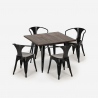 Hustle Black cafebord sæt: 4 industrielt farvet stole og 80x80 cm bord Pris