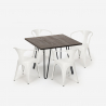 Reims Dark cafebord sæt: 4 industrielt farvet stole og 80x80 cm bord Egenskaber