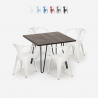 Reims Dark cafebord sæt: 4 industrielt farvet stole og 80x80 cm bord Tilbud