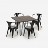 Reims Dark cafebord sæt: 4 industrielt farvet stole og 80x80 cm bord Pris