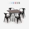 Reims Dark cafebord sæt: 4 industrielt farvet stole og 80x80 cm bord Rabatter