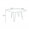 Reims Dark cafebord sæt: 4 industrielt farvet stole og 80x80 cm bord 