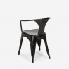 Reims Dark cafebord sæt: 4 industrielt farvet stole og 80x80 cm bord 