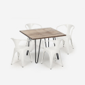 Reims cafebord sæt: 4 industrielt farvet stole og 80x80 cm træ bord Model