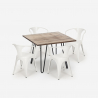Reims cafebord sæt: 4 industrielt farvet stole og 80x80 cm træ bord Model