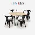 Reims Light cafebord sæt: 4 industrielt farvet stole og 80x80 cm bord Kampagne