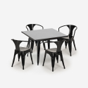Century Black cafebord sæt: 4 industrielt farvet stole og 80x80cm bord Omkostninger