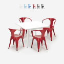 Century White cafebord sæt: 4 industrielt farvet stole og 80x80cm bord Udvalg