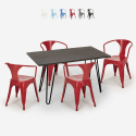 Wismar spisebords sæt: 4 industrielt farvet stole og 120x60 cm bord Udvalg