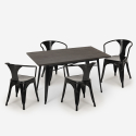 Caster spisebords sæt: 4 industrielt farvet stole og 120x60 cm bord Pris