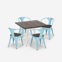Hustle Wood White cafebord sæt: 4 industrielle stole og 80x80 cm bord Model
