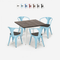 Hustle Wood White cafebord sæt: 4 industrielle stole og 80x80 cm bord Kampagne