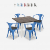 Hustle Wood White cafebord sæt: 4 industrielle stole og 80x80 cm bord Tilbud