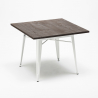 Hustle Wood White cafebord sæt: 4 industrielle stole og 80x80 cm bord 