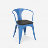 Hustle Wood White cafebord sæt: 4 industrielle stole og 80x80 cm bord 