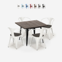 Hustle Wood Black cafebord sæt: 4 industrielle stole og 80x80 cm bord Kampagne