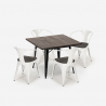 Hustle Wood Black cafebord sæt: 4 industrielle stole og 80x80 cm bord Model