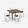 Hustle Wood cafebord sæt: 4 industrielt farvet stole og 80x80 cm bord Mål