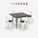 Hustle Wood cafebord sæt: 4 industrielt farvet stole og 80x80 cm bord Tilbud