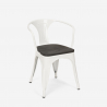 Hustle Wood cafebord sæt: 4 industrielt farvet stole og 80x80 cm bord 
