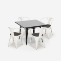 Century Wood Black cafebord sæt: 4 industrielle stole og 80x80 cm bord Mål