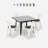 Century Wood Black cafebord sæt: 4 industrielle stole og 80x80 cm bord Tilbud