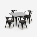 Century Wood Black cafebord sæt: 4 industrielle stole og 80x80 cm bord Køb