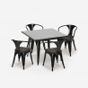 Century Wood Black cafebord sæt: 4 industrielle stole og 80x80 cm bord Køb