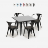 Century Wood Black cafebord sæt: 4 industrielle stole og 80x80 cm bord Udvalg