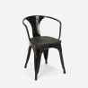 Century Wood Black cafebord sæt: 4 industrielle stole og 80x80 cm bord 
