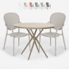 Valet beige undendørs havebord sæt: 2 farvede stole og 80 cm rund bord Kampagne