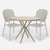 Valet beige undendørs havebord sæt: 2 farvede stole og 80 cm rund bord Valgfri
