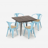 Hustle Top Light spisebord sæt: 4 industriel stole og 80x80 cm bord Mængderabat