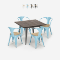 Hustle Top Light spisebord sæt: 4 industriel stole og 80x80 cm bord På Tilbud
