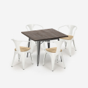 Hustle Top Light spisebord sæt: 4 industriel stole og 80x80 cm bord Valgfri