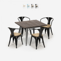 Hustle Top Light spisebord sæt: 4 industriel stole og 80x80 cm bord Kampagne
