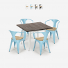 Hustle White Top Light spisebord sæt: 4 industriel stole 80x80 cm bord På Tilbud