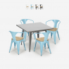 Century Top Light spisebord sæt: 4 industriel stole og 80x80 cm bord På Tilbud