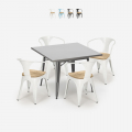 Century Top Light spisebord sæt: 4 industriel stole og 80x80 cm bord Kampagne