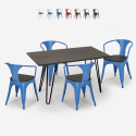Wismar Wood spisebord sæt: 4 industriel farvet stole og 120x60 cm bord Tilbud